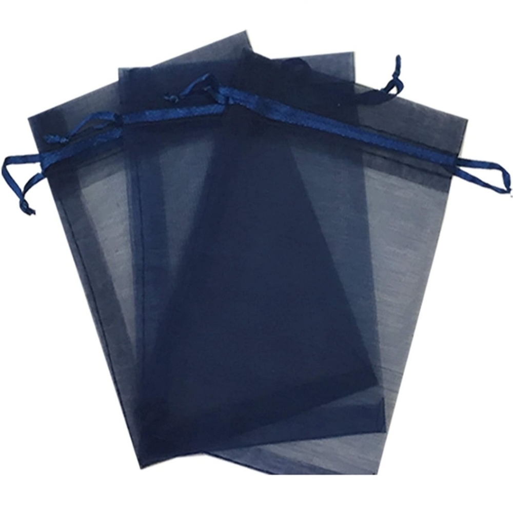 20 Navy Blue Drawstring Organza Bags 4x6